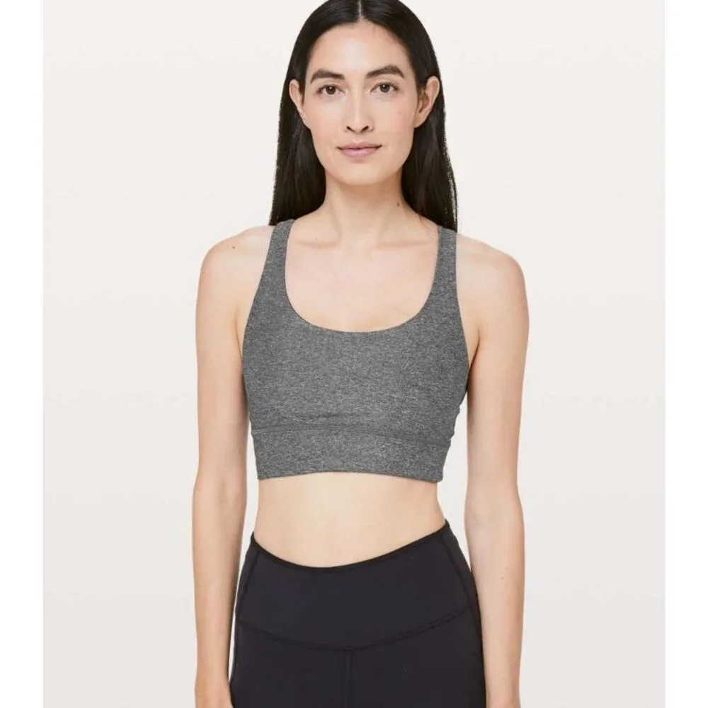 Lululemon Energy Bra *Long Line Heathered Black Size 10
